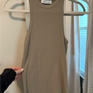 Anine Bing Tan Ribbed Fitted Sleeveless Tank Top